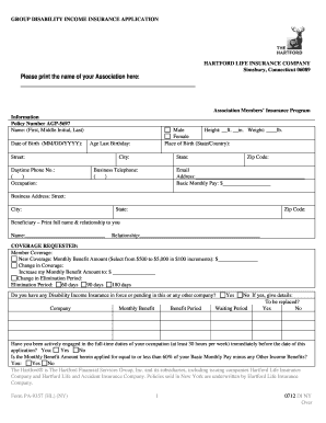 Group Disability Income Insurance Application