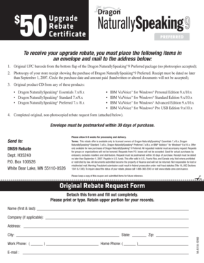 Dragon NaturallySpeaking Rebate Certificate