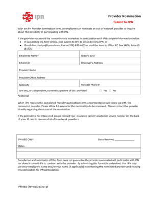 IPN Provider Nomination Form