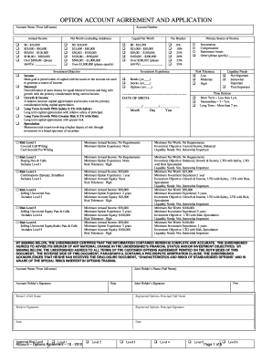 Options Account Agreement and Application