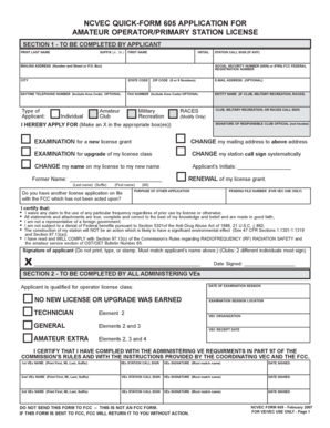Amateur Operator Primary Station License Application