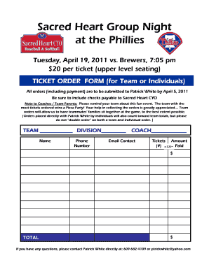 Sales tracking templates - 2011 Phillies Ticket Order Form.doc. Image