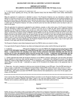 FMCSA Pre-Employment Screening Program Consent Form