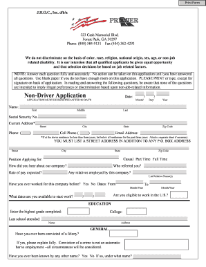 Non-Driver Application Form