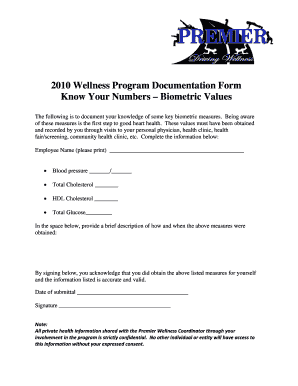 2010 Wellness Program Documentation Form
