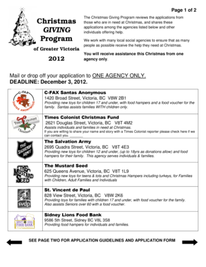 Christmas Giving Program Application