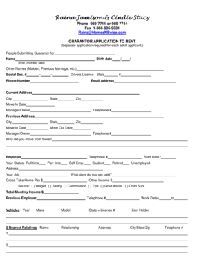Guarantor Application to Rent