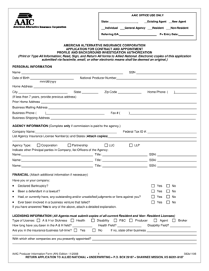 American Alternative Insurance Corporation Application