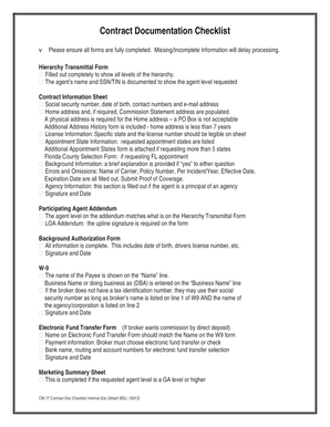 Contract Documentation Checklist