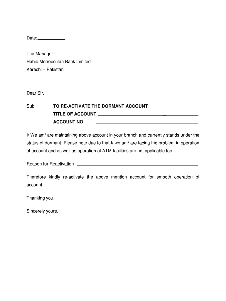sample of account reactivation letter