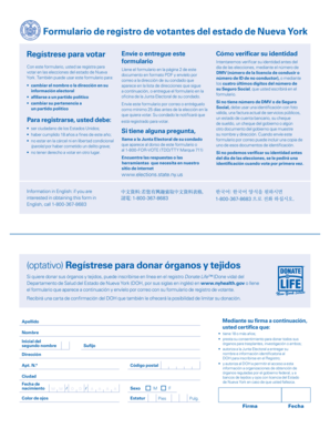 Formulario de registro de votantes del estado de Nueva York