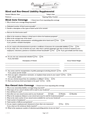 Hired and Non-Owned Liability Supplemental Form