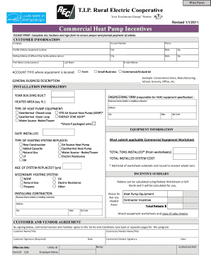 Commercial Heat Pump Incentives Form