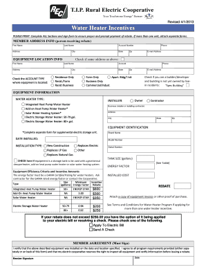 Water Heater Incentive Form