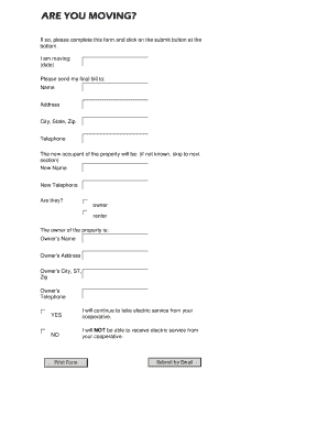 Utility Service Transfer Form