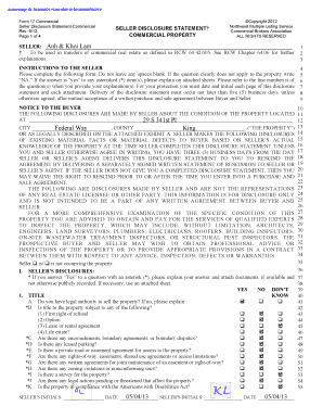 Washington Commercial Property Seller Disclosure Statement