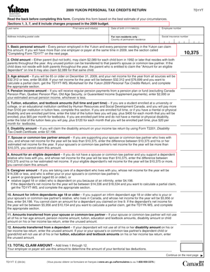 Yukon Personal Tax Credits Return TD1YT