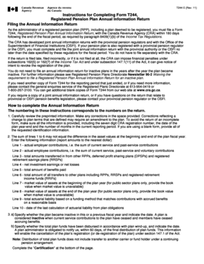 Form T244 Registered Pension Plan Annual Information Return