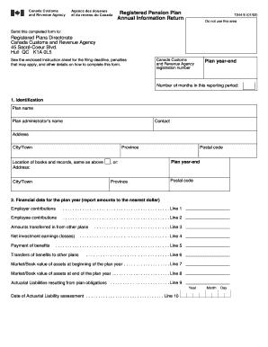 Form T244, Registered Pension Plan Annual Information Return