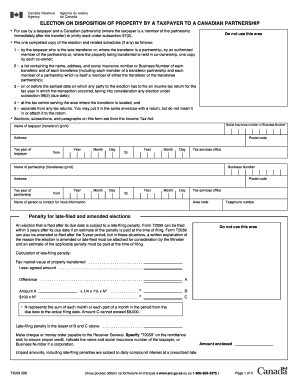Canadian Partnership Property Disposition Election Form