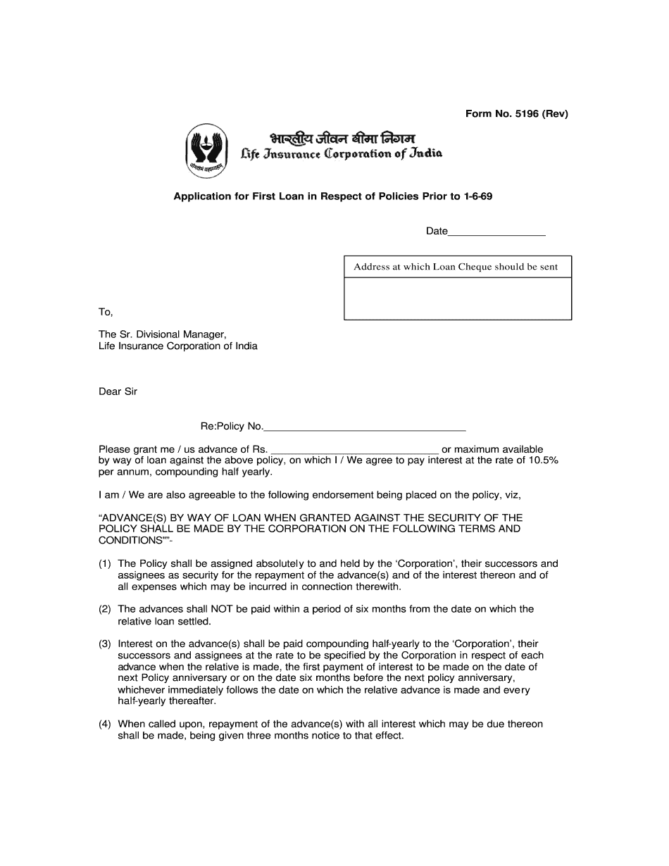 LIC 5196 Form
