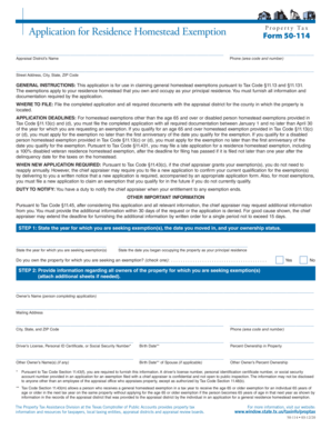 Texas Residence Homestead Exemption Application