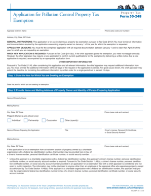 Texas Pollution Control Property Tax Exemption Application