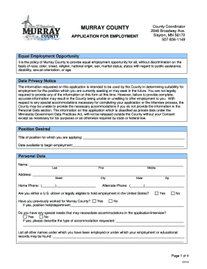 General Application of Employment - Murray County, Minnesota!