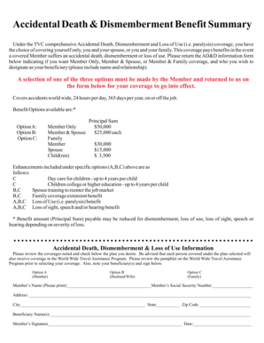 Accidental Death & Dismemberment Benefit Information Form