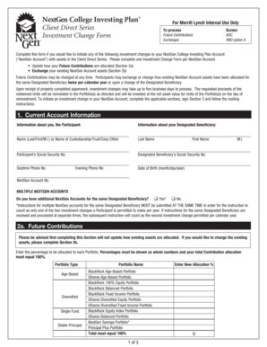 NextGen College Investing Plan Investment Change Form