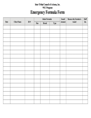 Emergency Formula Issuance Form