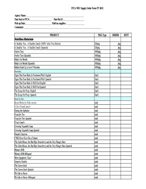 ITCA WIC Supply Order Form