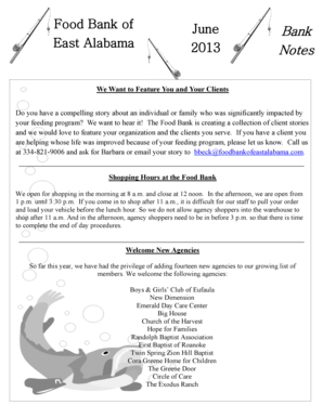 Food Bank Eligibility Criteria Form