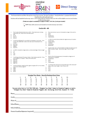 Energize Your Brain Seats for Students Entry Form