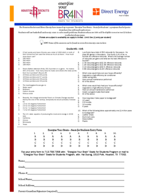 Energize Your Brain Seats for Students Entry Form