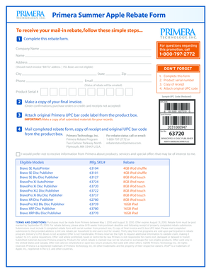 Primera Summer Apple Rebate Form