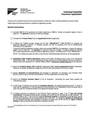 Principal Life Disability Insurance Application
