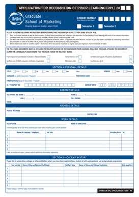 IMM GSM Application for Recognition of Prior Learning