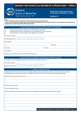 Request for Access to a Record of a Private Body - Form A