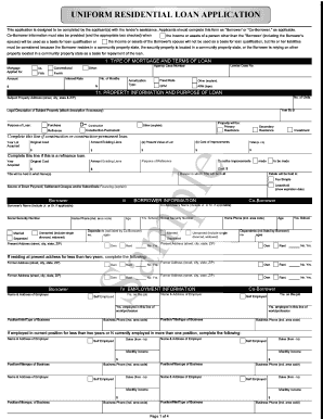 Uniform residential loan application - Sample Credit Union Documents