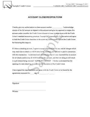 Account Close/Reopen Form