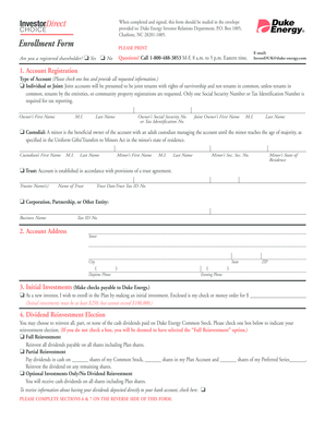 Duke Energy InvestorDirect Enrollment Form
