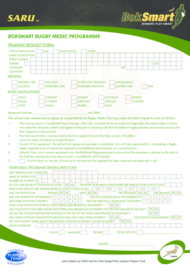 BokSmart Rugby Medic Training Request Form