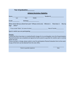 Athletic Eligibility Form
