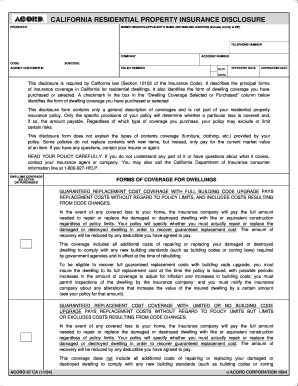California Residential Property Insurance Disclosure