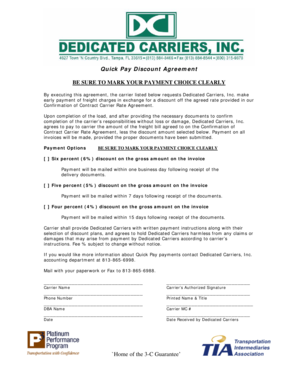Quick Pay Discount Agreement