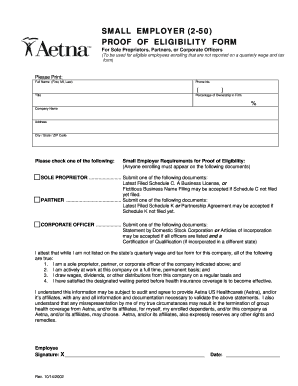 Small Employer Proof of Eligibility Form