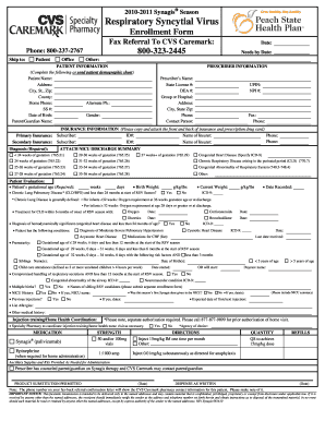 2010-2011 Synagis RSV Enrollment Form