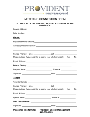 Metering Connection Form