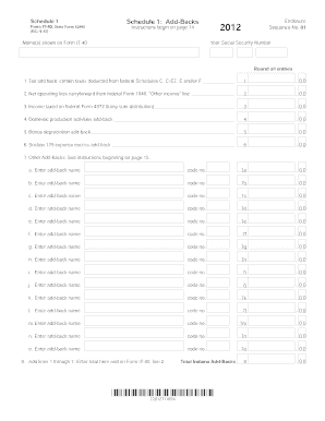 Form IT-40 Schedule 1 Add-Backs